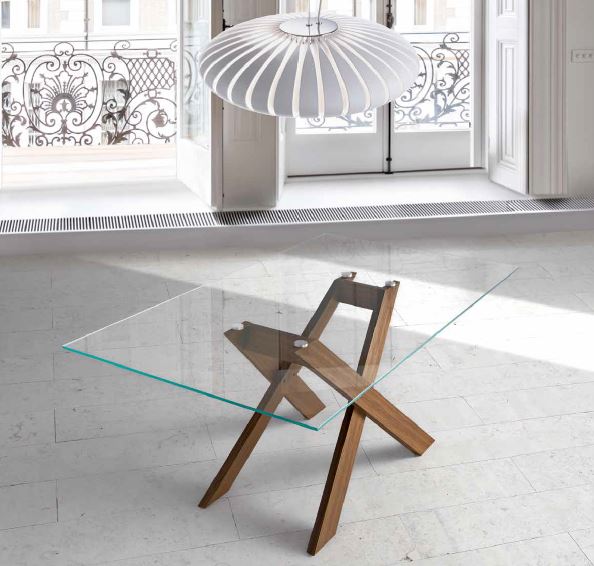 Auxival mesa auxiliar cristal y madera