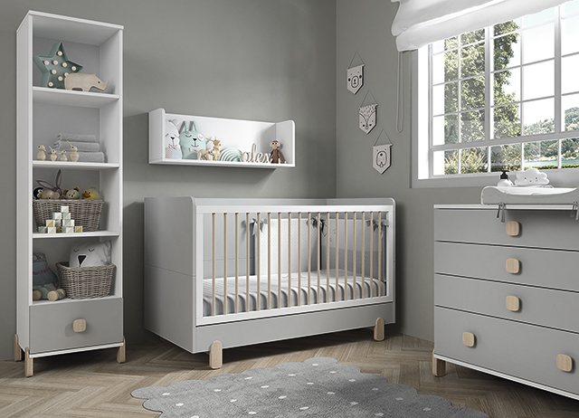 Dormitorio infantil Ros Mini: Elemental Blanco Gris Perla Arcilla