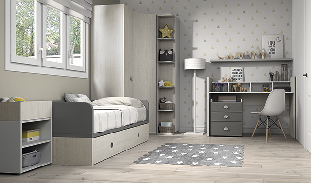 Dormitorio infantil Ros Mini: Fusion Cama blanco gris
