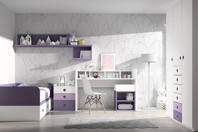 Dormitorio infantil Ros Mini: Fusion Cama blanco lila