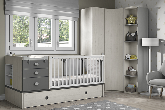 Dormitorio infantil Ros Mini: Fusion Cuna blanco gris