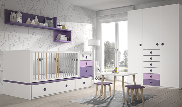 Dormitorio infantil Ros Mini: Fusion Cuna blanco lila