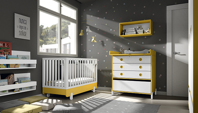 Dormitorio infantil Ros Mini: Off Beat Blanco Amarillo