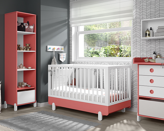 Dormitorio infantil Ros Mini: Off Beat Cuna Blanco Coral